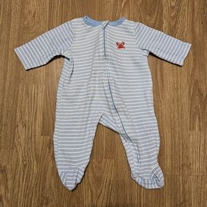 Little Me Light Blue Striped Footie with Red Crab